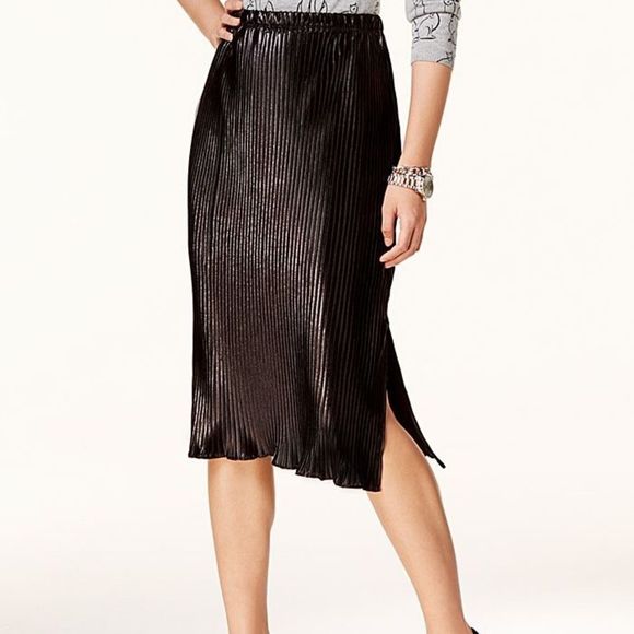 NY Collection Dresses & Skirts - NY Collection-Metallic Pleated Midi Skirt Black Size S NWT